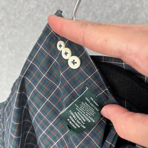 Lauren Ralph Lauren Mens Plaid Button Up Shirt Size 16 Neck Green Red White EUC - Picture 8 of 12